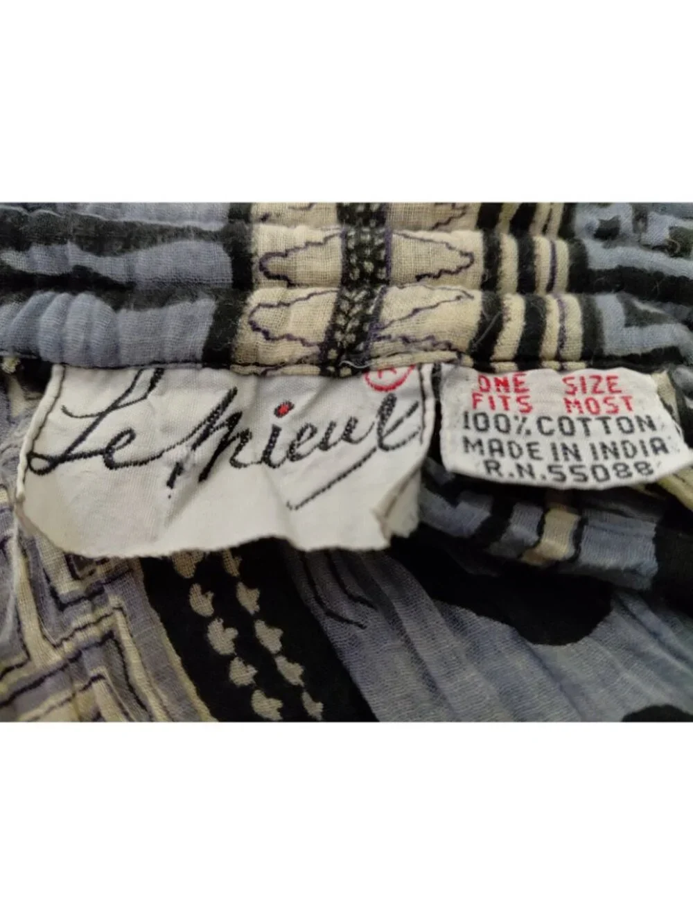 Le Mieux Cotton Maxi Crinkle Skirt Boho Hippie One Size Blue Black Beige